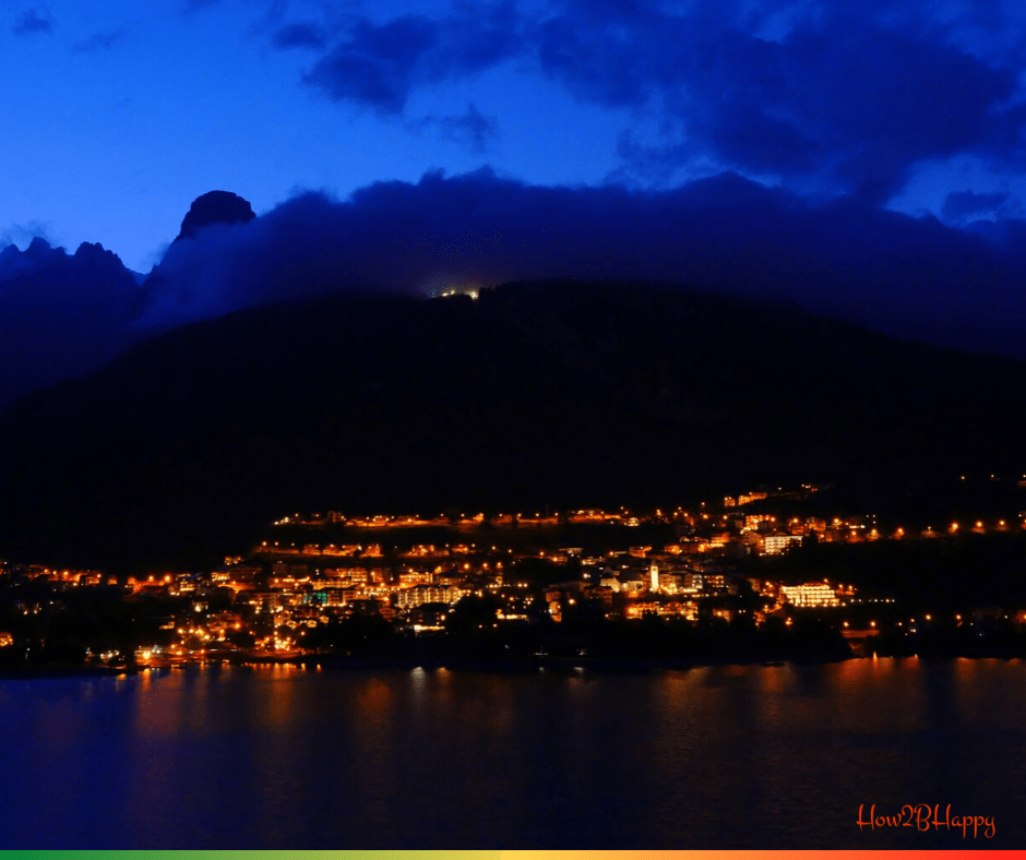 lake town at night, may be empty due to Coronavirus 